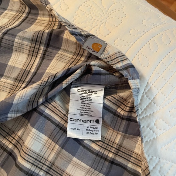 🎉HP🎉Men's Carhartt Blue Plaid Shirt - Picture 3 of 5